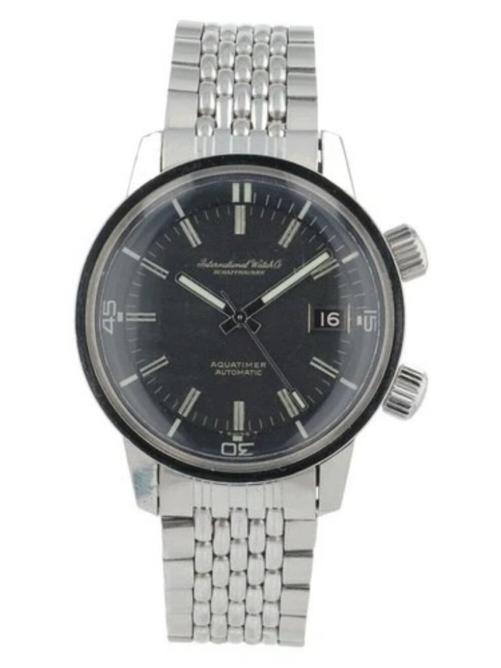 IWC Aquatimer Vintage Stainless Steel Black Dial 37mm Automatic Watch 1812 AD